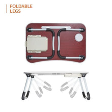 Load image into Gallery viewer, Foldable Laptop Table with Cup Holder, Tablet Groove and Mini Drawer