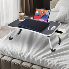Load image into Gallery viewer, Foldable Laptop Table with Cup Holder, Tablet Groove and Mini Drawer