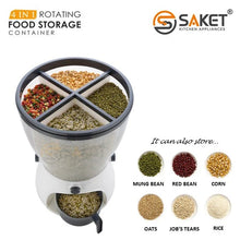 Load image into Gallery viewer, 360° Rotating 4-Grid airtight Cereal pulses dispenser food Grain storage
