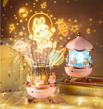 Load image into Gallery viewer, Bunny Night Light Cabin Projector Lamp 360°
